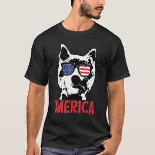 Merica Westie Dog American Flag Sunglasses 4th Of T-Shirt