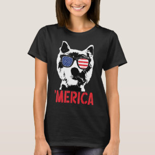 Merica Westie Dog American Flag Sunglasses 4th Of T-Shirt