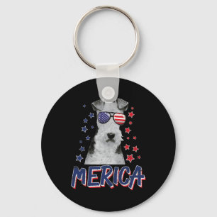 Merica Wire Fox Terrier Dog 4th Of July Usa Gift Key Ring