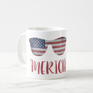'MERICA WITH AMERICAN SUNGLASSES - USA COFFEE MUG