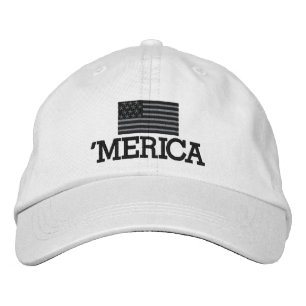 Merica with Grey and Black American Flag Embroidered Hat