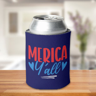 'Merica Y'all 4th of July – Bold Patriotic Can Cooler