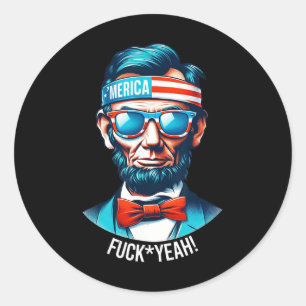 Merica Yeah Abraham Lincoln 4th Of July Classic Round Sticker