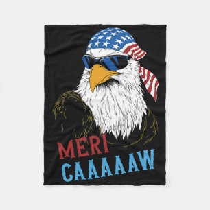 Mericaaaaaw Eagle Mullet 4th Of July Usa American  Fleece Blanket