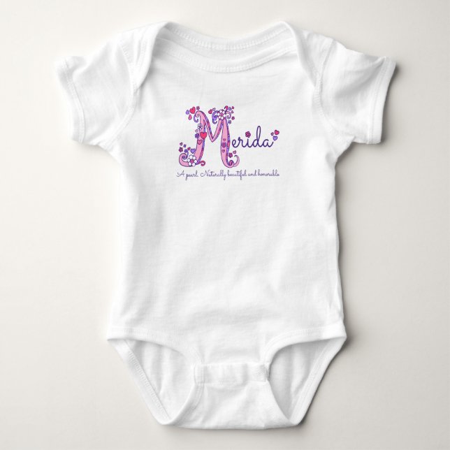 Merida girls M name meaning monogram tee (Front)