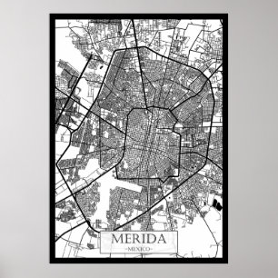 Merida Mexico City Map Poster