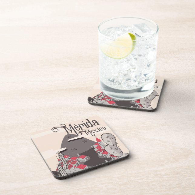 Mérida Mexico travel poster Coaster (Right Side)