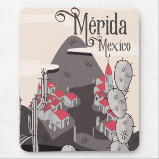 Mérida Mexico travel poster Mouse Mat