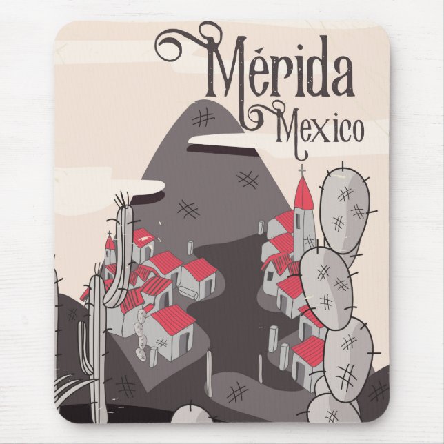 Mérida Mexico travel poster Mouse Mat (Front)