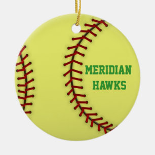 Meridian Hawks Softball Ceramic Tree Decoration