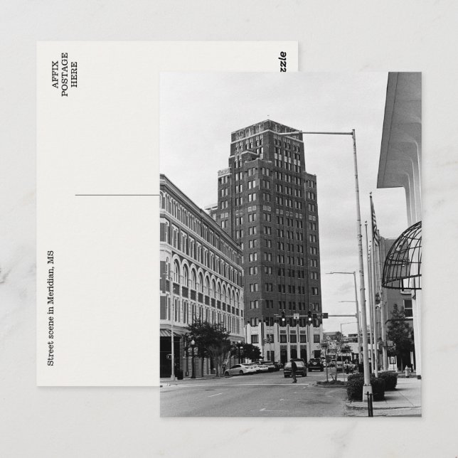 Meridian, MS Downtown Scene Photo Postcard (Front/Back)