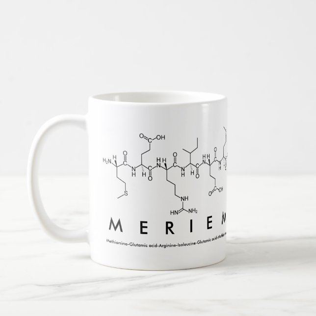 Meriem peptide name mug (Left)