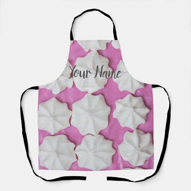 Meringues on pink paper gift apron (Front)