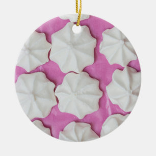 Meringues on pink paper gift ceramic tree decoration