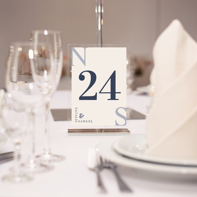 Merino Minimalist & Elegant Simple Bold Initials Table Number (Creator Uploaded)
