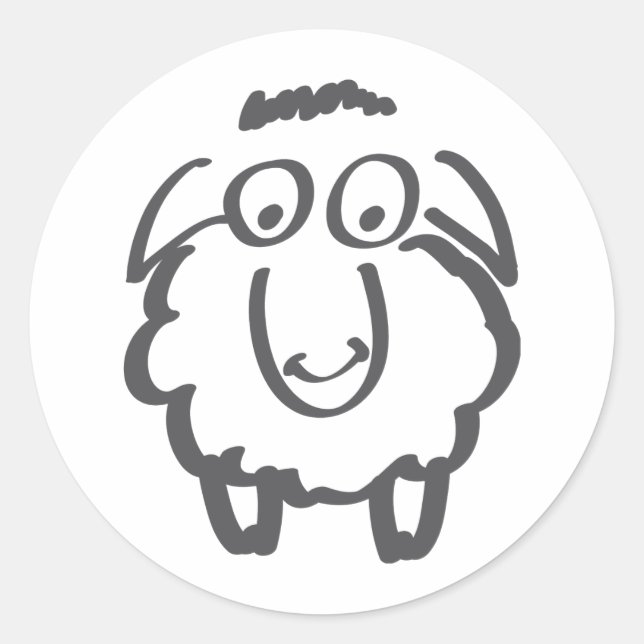 merino sheep classic round sticker (Front)