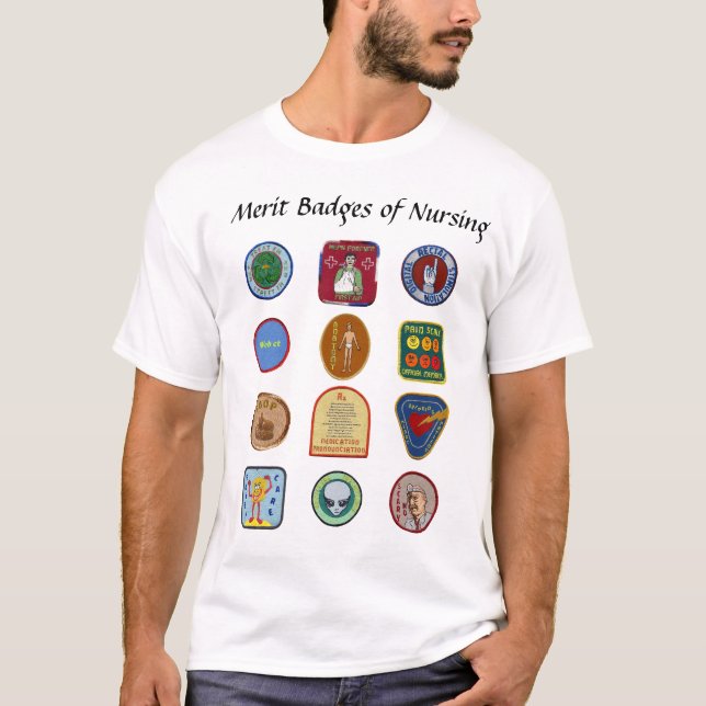 Merit Badges of Nursing - White Men's Shirt (Front)