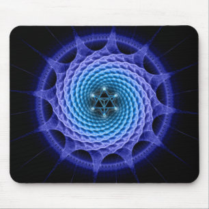 Merkaba Spiral Mandala Blue ( Fractal Geometry ) Mouse Mat