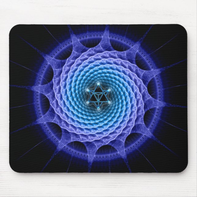 Merkaba Spiral Mandala Blue ( Fractal Geometry ) Mouse Mat (Front)