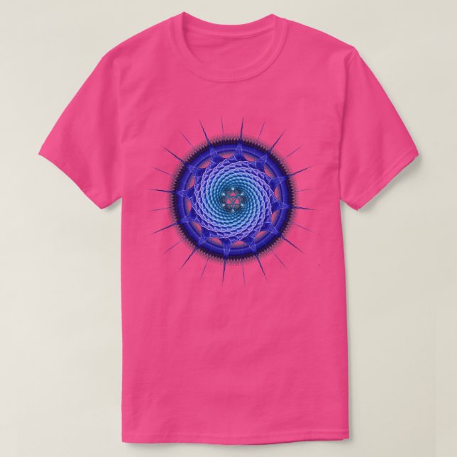 Merkaba Spiral Mandala Blue Fractal Geometry T-Shirt (Design Front)