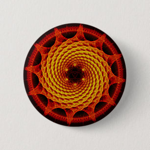 Merkaba Spiral Mandala Red ( Fractal Geometry ) 6 Cm Round Badge