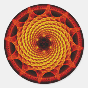 Merkaba Spiral Mandala Red ( Fractal Geometry ) Classic Round Sticker