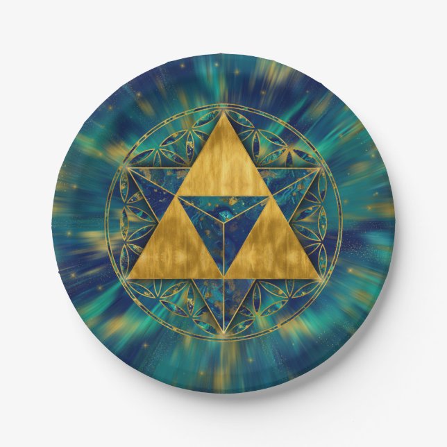 Merkabah in Flower of life Paper Plate (Front)