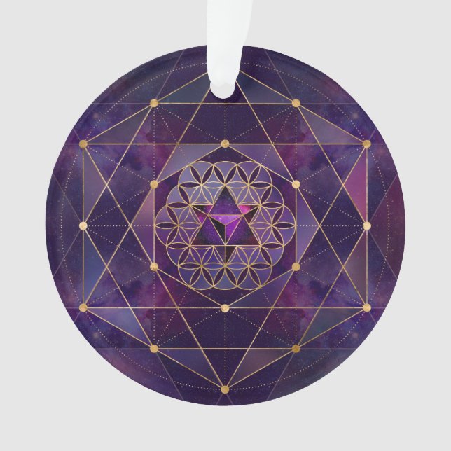 Merkabah in flower of life - Sacred Geometry Ornament (Front)