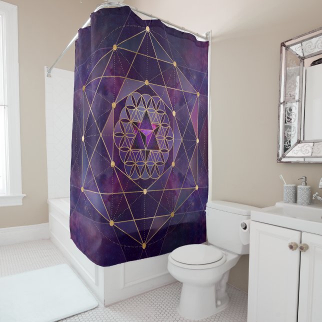 Merkabah in flower of life - Sacred Geometry Shower Curtain (In Situ)