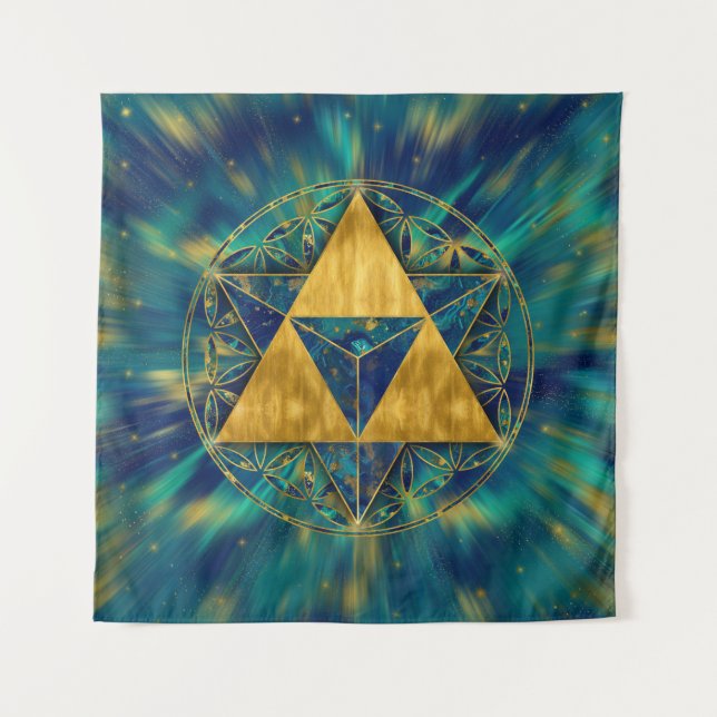 Merkabah in Flower of life Tapestry (Front)