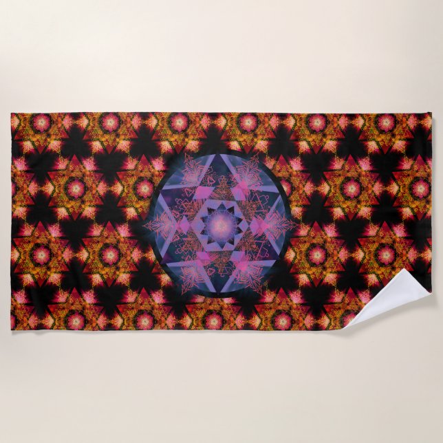 Merkabah Mandala Pattern Beach Towel (Front)
