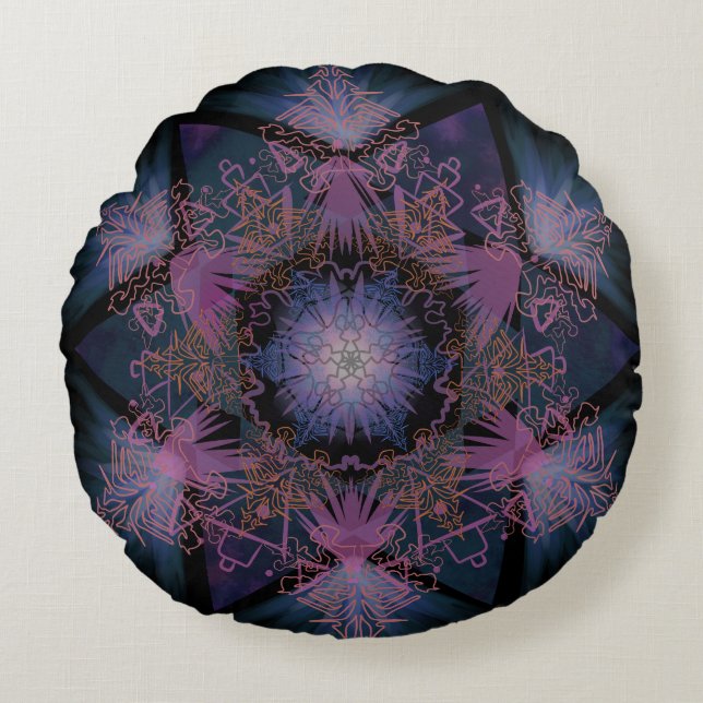 Merkabah Mandala Pattern Round Cushion (Front)