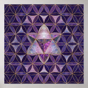 Merkabah on Flower of life pattern Poster