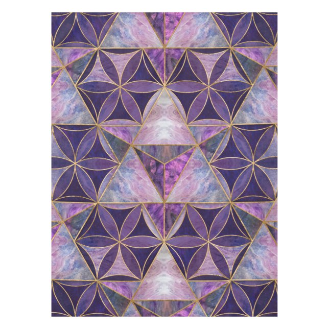 Merkabah on Flower of life pattern Tablecloth (Front)
