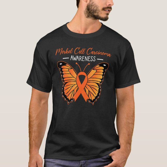 Merkel Cell Carcinoma Awareness Warrior Orange Rib T-Shirt (Front)