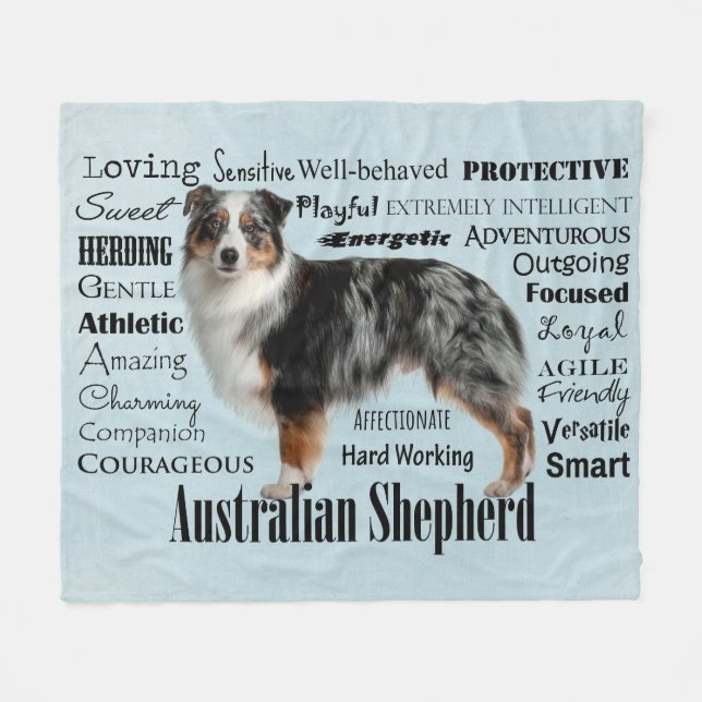 Merle Australian Shepherd Fleece Blanket (Front (Horizontal))