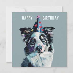 Merle Border Collie Birthday card