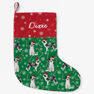 Merle Border Collie Dog Name Small Christmas Stocking