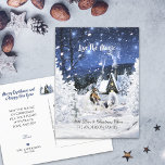 Merle Collie & Lambs in Winter Night - Christmas   Postcard<br><div class="desc">Send fellow Collie lovers magical Christmas wishes with our personalized Holiday postcard depicting a handsome blue merle Rough Collie with two cute lambs in a fairytale-like, snowy winter scene. You can personalize the card in various ways on both sides, add your signature with an optional company logo to the back,...</div>