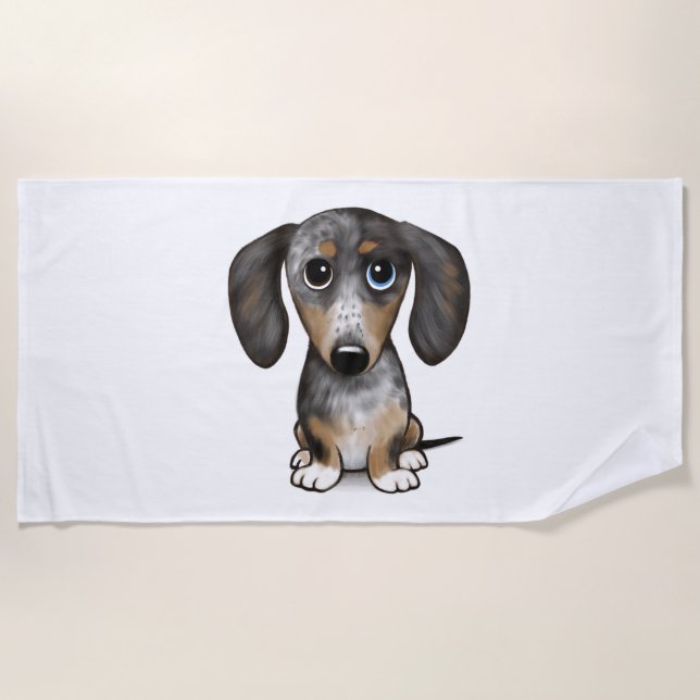 Merle Dapple Dachshund Cute Wiener Dog   Beach Towel (Front)