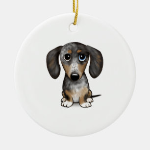 Merle Dapple Dachshund Cute Wiener Dog Ceramic Tree Decoration