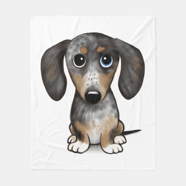 Merle Dapple Dachshund Cute Wiener Dog   Fleece Blanket (Front)