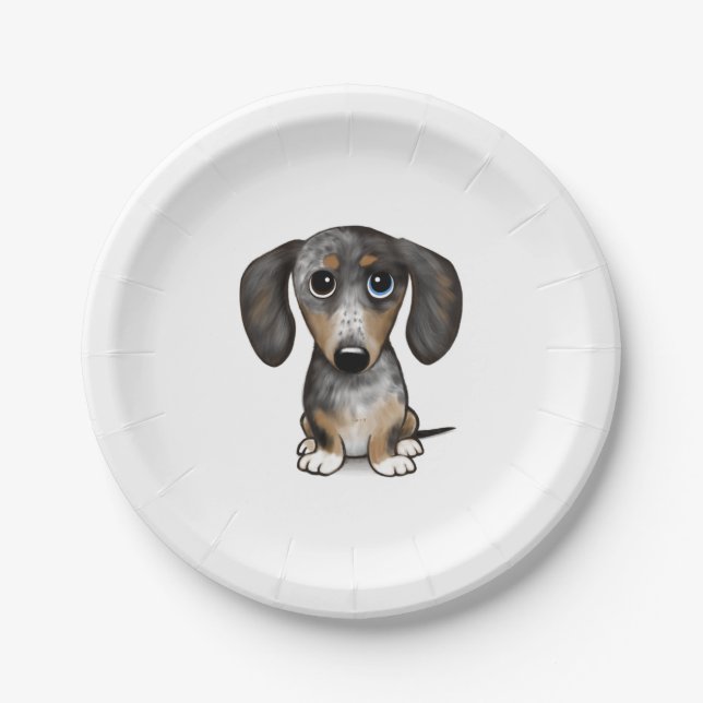 Merle Dapple Dachshund Cute Wiener Dog   Paper Plate (Front)