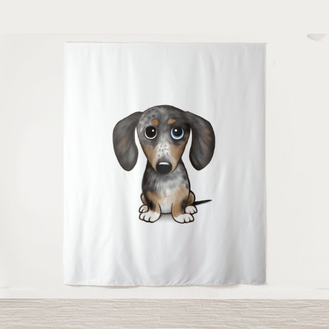 Merle Dapple Dachshund Cute Wiener Dog   Tapestry (Front)