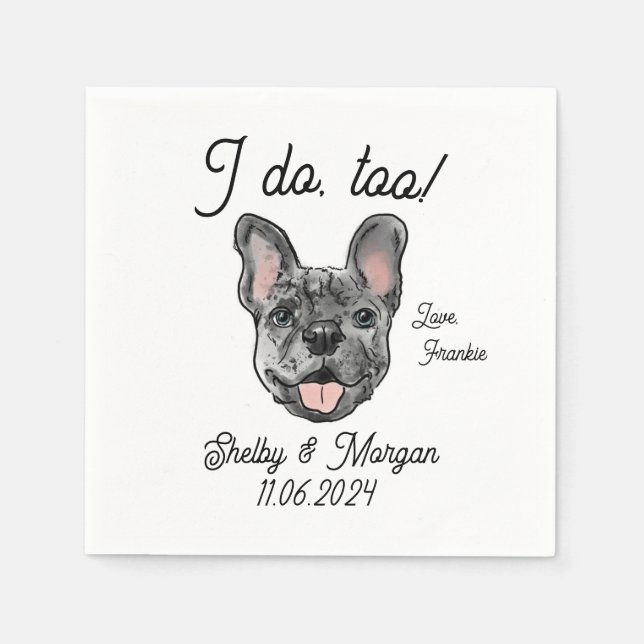 Merle French Bulldog Wedding Cocktail Napkin (Front)