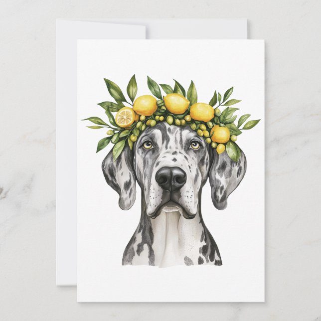 Merle Great Dane Dog Lemon Crown Card (Front)