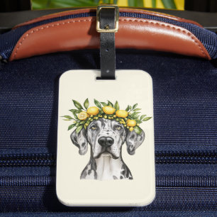 Merle Great Dane Dog Lemon Crown Luggage Tag