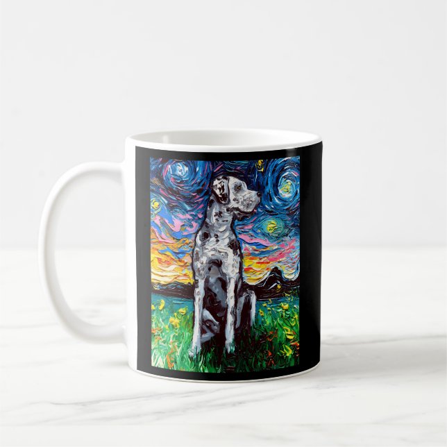 Merle Great Dane Starry Night Impressionist Dog By Coffee Mug (Left)