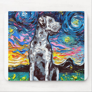 Merle Great Dane Starry Night Impressionist Dog Mouse Mat