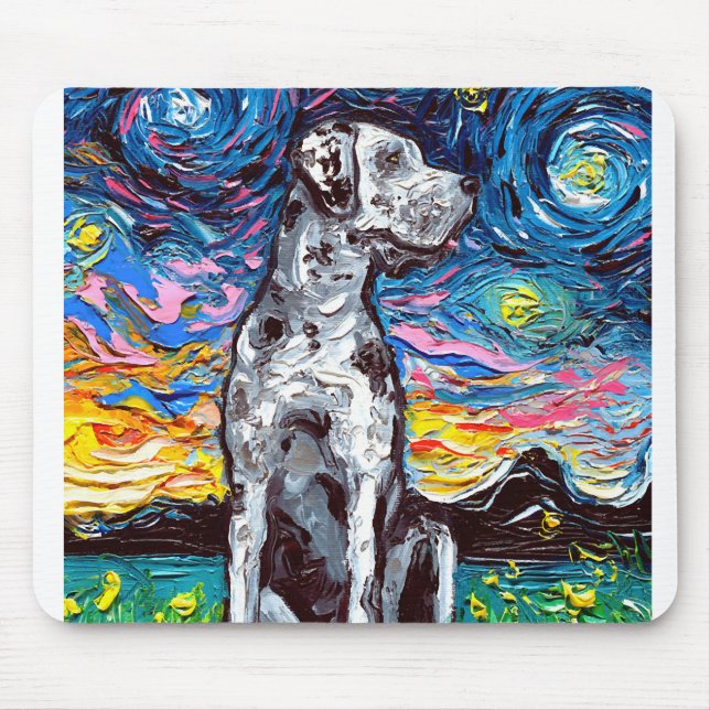Merle Great Dane Starry Night Impressionist Dog Mouse Mat (Front)